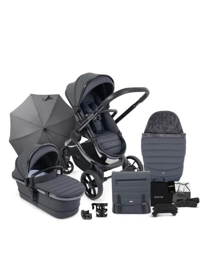 iCandy Peach 7 Pushchair & Carrycot Complete Bundle - Dark Grey