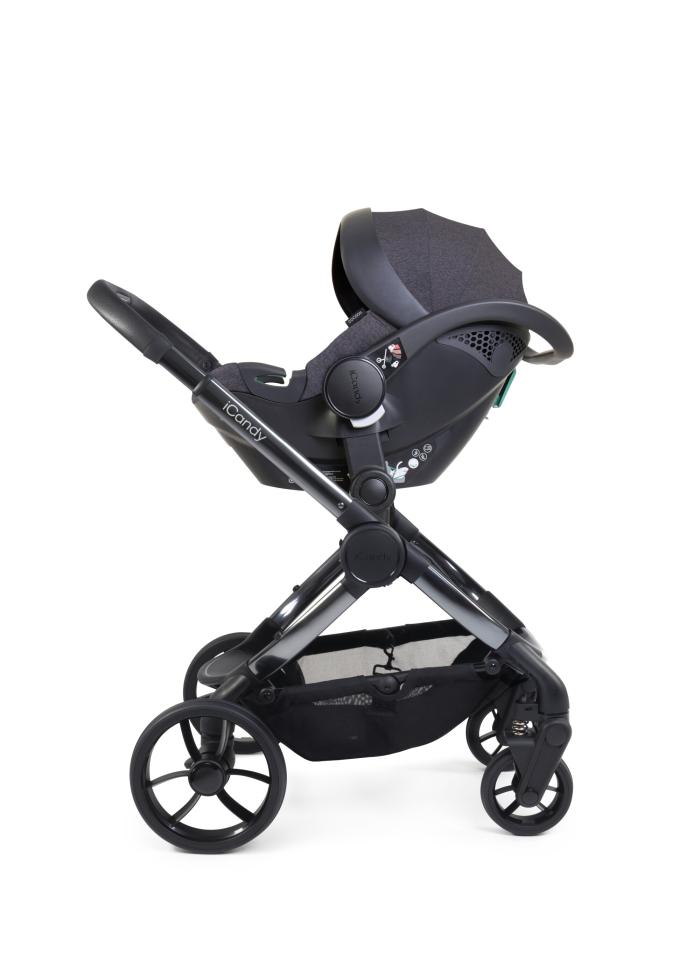 iCandy Peach 7 Pushchair and Carrycot - Complete Car Seat Bundle- Dark Grey