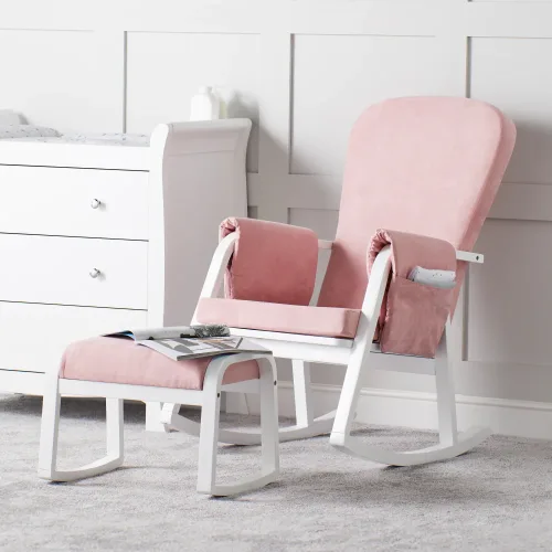 ickle Bubba Dursley Rocking Chair and stool Blush Pink