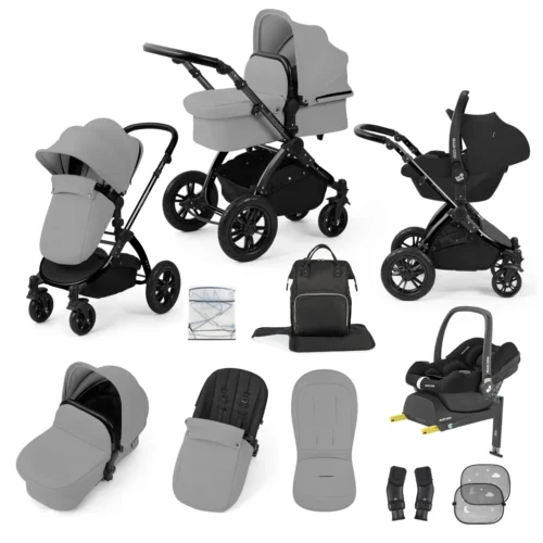 Ickle Bubba Stomp Luxe & Maxi-Cosi Cabriofix i-Size Car Seat & Base - Pearl Grey