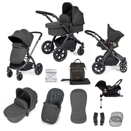 Ickle Bubba Stomp Luxe All in One Isize Travel System & Isofix Base Charcoal Grey
