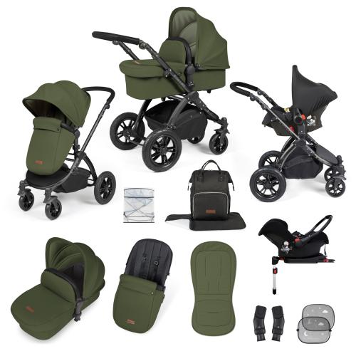 Ickle Bubba Stomp Luxe All in One Isize Travel System & Isofix Base Woodland