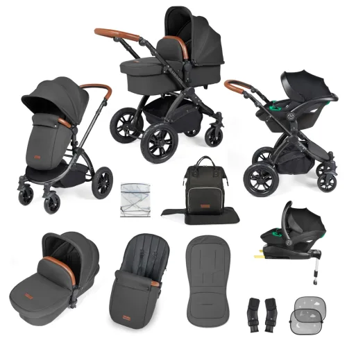 Ickle Bubba Stomp Luxe All in One Isize Travel System & Isofix Base Charcoal Grey