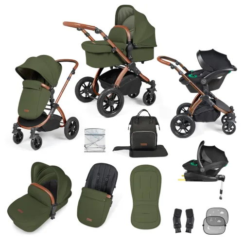 Ickle Bubba Stomp Luxe All in One Isize Travel System & Isofix Base Woodland