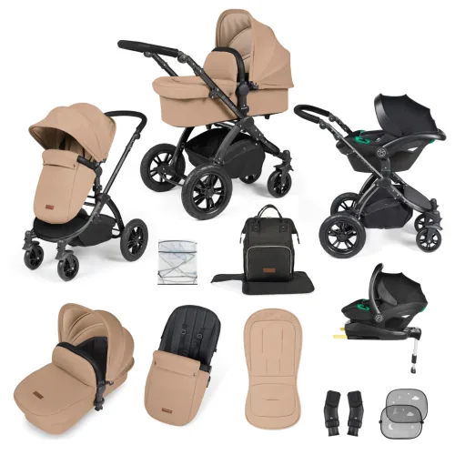 Ickle Bubba Stomp Luxe All in One Isize Travel System & Isofix Base-Desert