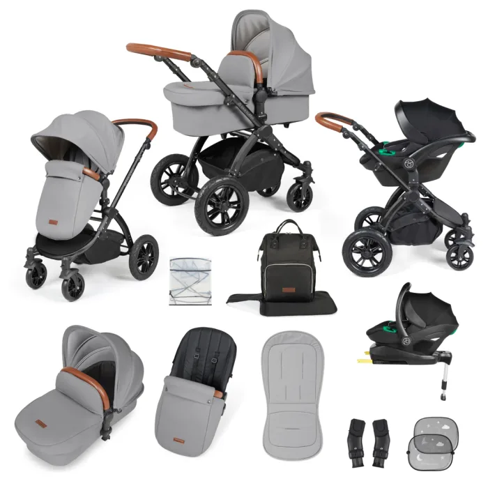 Ickle Bubba Stomp Luxe All in One Isize Travel System & Isofix Base Pearl Grey