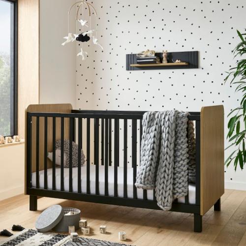 CuddleCo Rafi 2 Piece Nursery Furniture Set - Oak & Black 1