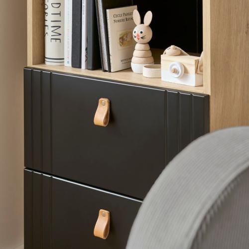 CuddleCo Rafi Bookcase - Oak & Black 1