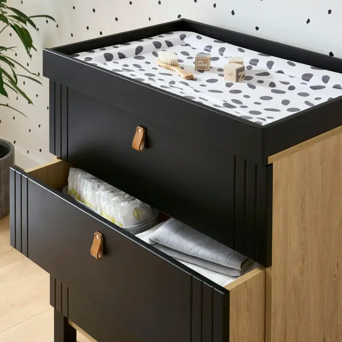 CuddleCo Rafi Dresser & Changer - Oak & Black 1