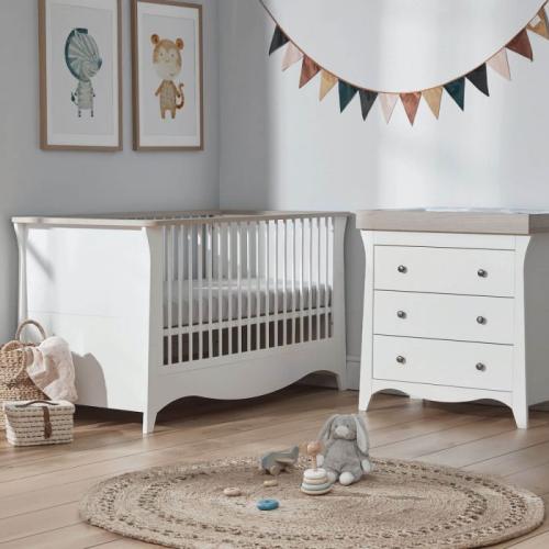 CuddleCo Clara 2 Piece Nursery Furniture Set - White & Ash