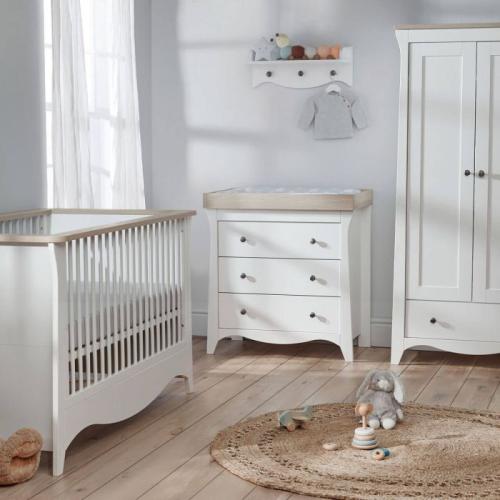 CuddleCo Clara 3 Piece Nursery Furniture Set - White & Ash