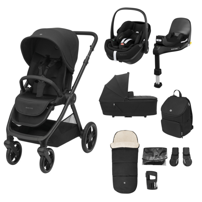 Maxi Cosi Oxford 9 Piece Premium Pebble 360 Pro Bundle- Twillic Black