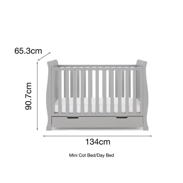 Obaby Stamford Mini Sleigh Cot Bed - Grey