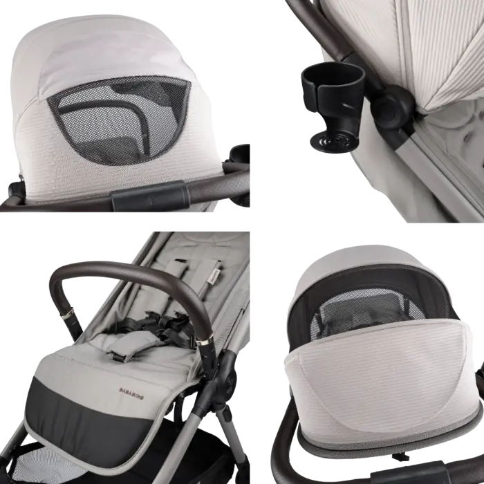 Bababing Ori Auto Fold Compact Stroller Bundle - Almond