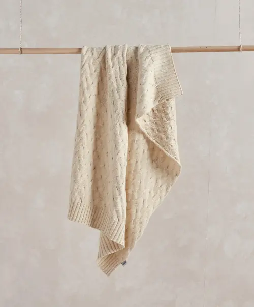 Mamas & Papas Cable Knit Blanket - Cream - Welcome to the World Duckling