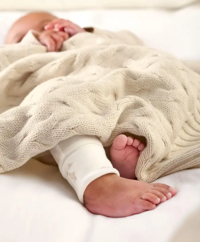 Mamas & Papas Cable Knit Blanket - Cream - Welcome to the World Duckling