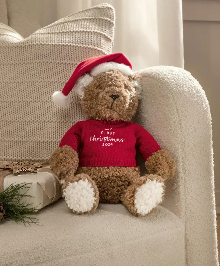 Mamas & Papas Bear Soft Toy - 'My First Christmas 2024'