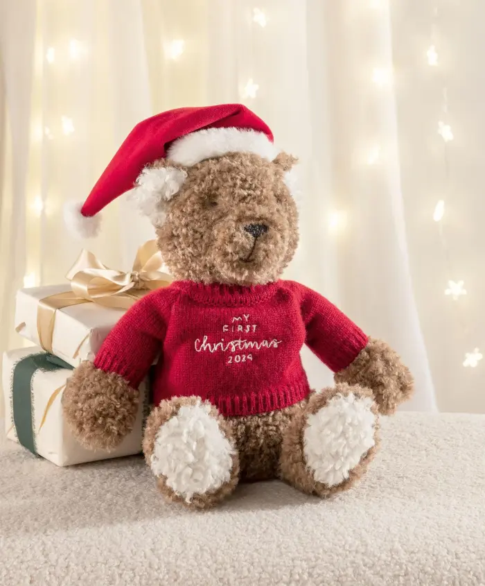 Mamas & Papas Bear Soft Toy - 'My First Christmas 2024'