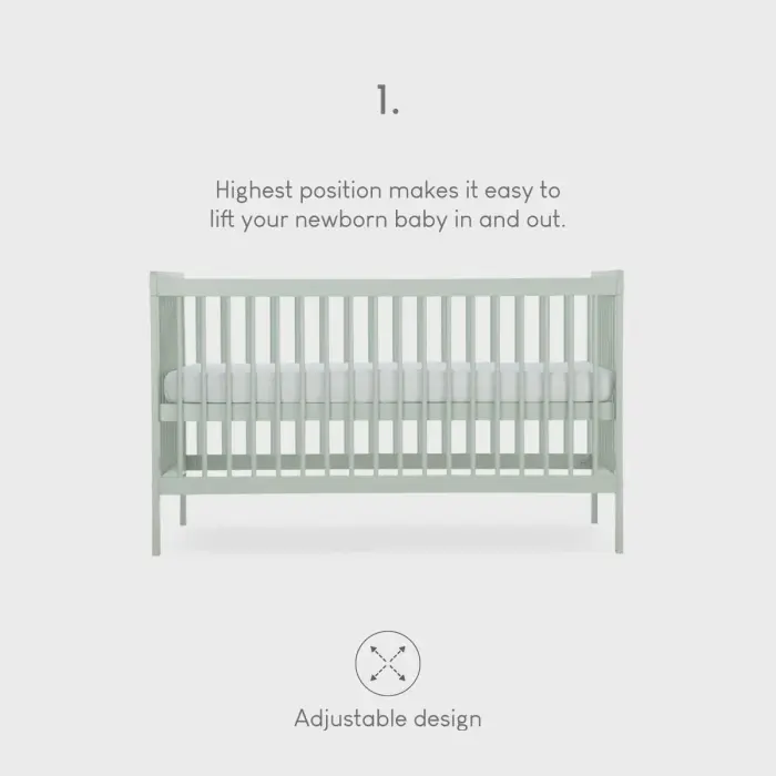 CuddleCo Nola Cot Bed - Sage Green 2