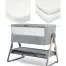 Mamas & Papas Lua Bedside Crib and Sheet Bundle - Grey/White