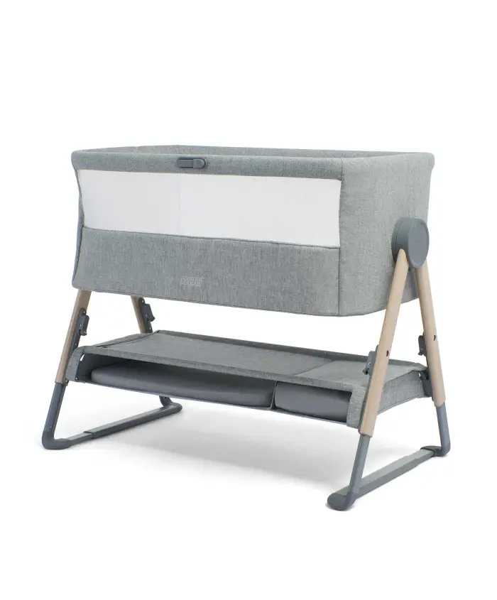 Mamas & Papas Lua Bedside Crib and Sheet Bundle - Grey/White