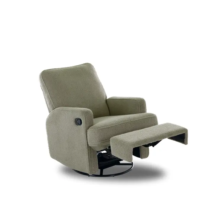 Obaby Madison Swivel Glider Recliner Chair - Teddy Fabric Olive