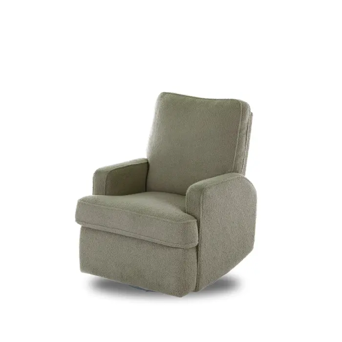 Obaby Madison Swivel Glider Recliner Chair - Teddy Fabric Olive