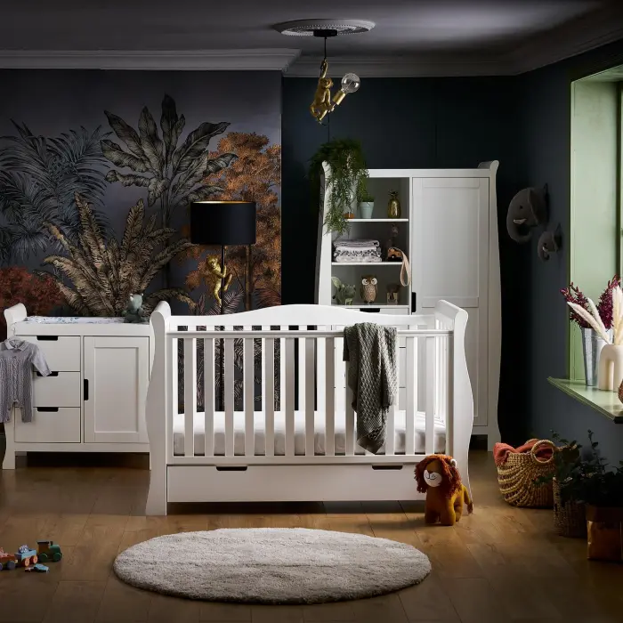 Obaby Stamford Luxe Sleigh 3 Piece Room Set - White