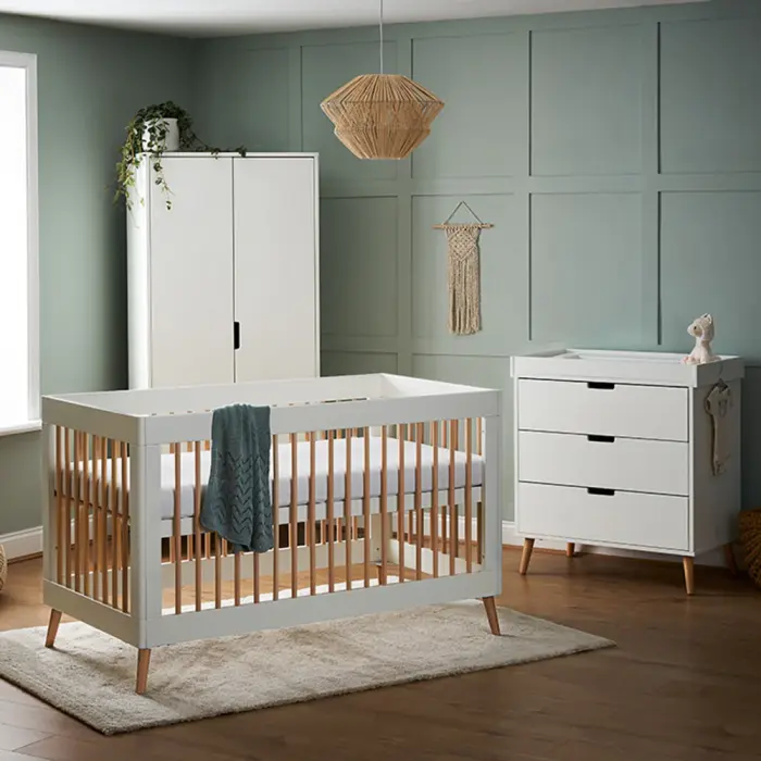 Obaby Maya 3 Piece Room Set - White With Natural