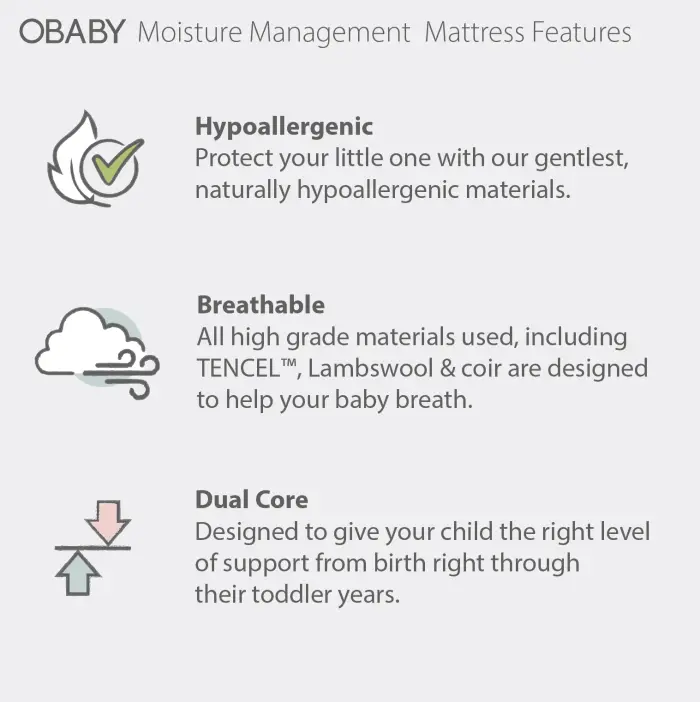 OBaby Moisture Management Dual Mattress - 120 x 60cm