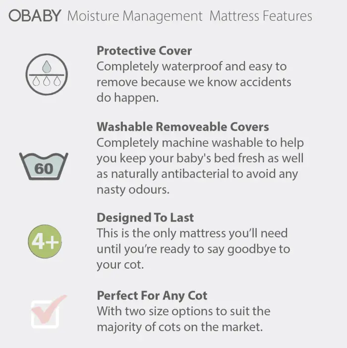 OBaby Moisture Management Dual Mattress - 120 x 60cm