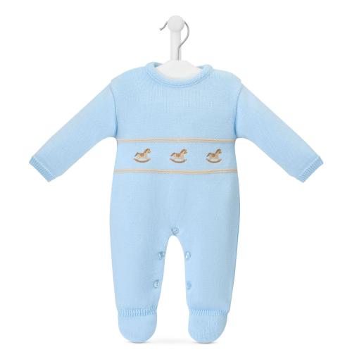 Rocking Horse Knitted Onesie Blue Rocking Horse