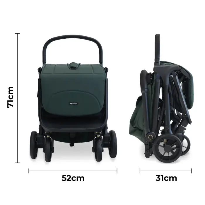 My Babiie MBX7 Auto-Fold Stroller - Forest Green