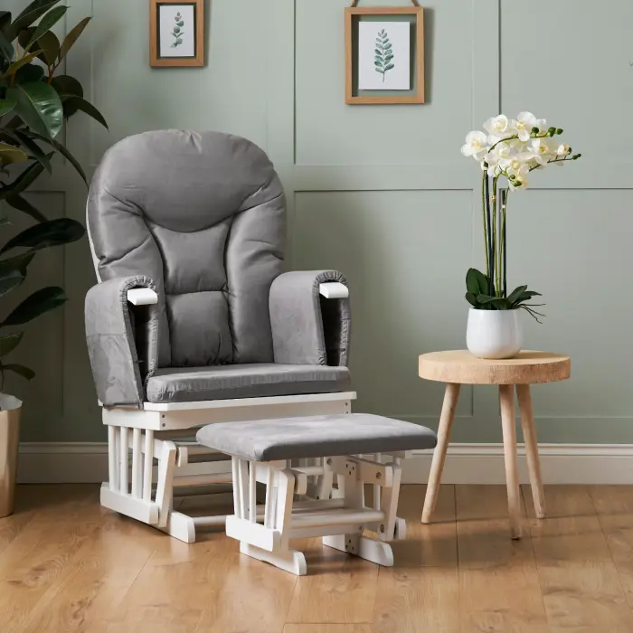 Obaby Reclining Glider Chair & Stool - Grey