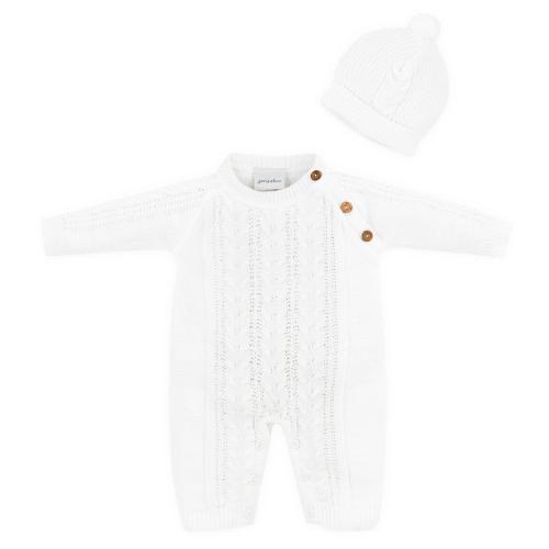 Dandelion Knitted Onesie and Hat- White