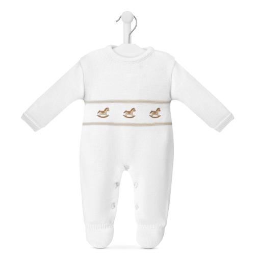 Dandelion Rocking Horse Knitted Onesie- White