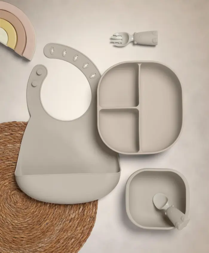 Mamas & Papas First Mealtime Silicone Set - Truffle