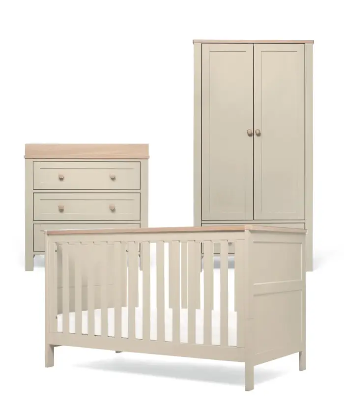 Mamas & Papas Wedmore 3 Piece Cotbed Range with Dresser Changer & Wardrobe - Pebble Grey