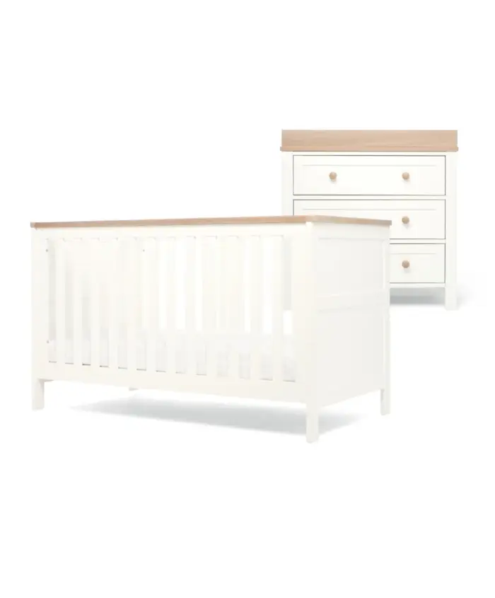 Mamas & Papas Wedmore 2 Piece Cotbed Set with Dresser Changer - White/Natural