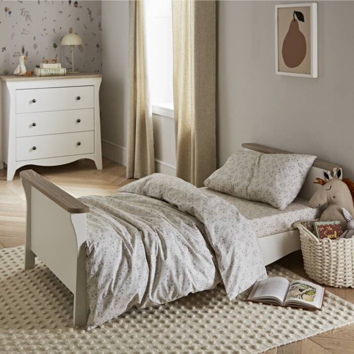 CuddleCo Clara Cot Bed - White & Ash