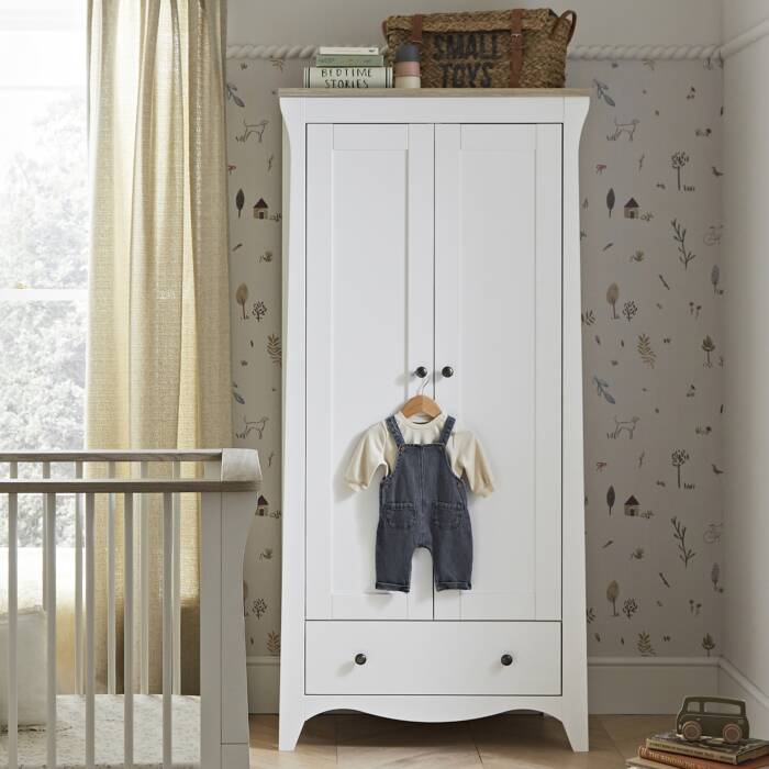 CuddleCo Clara 2 Door Nursery Wardrobe - White & Ash