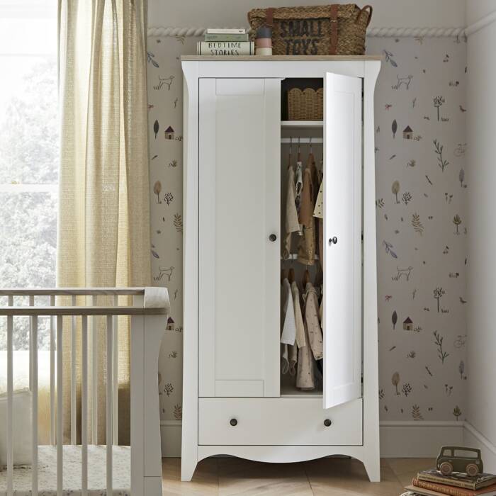 CuddleCo Clara 2 Door Nursery Wardrobe - White & Ash