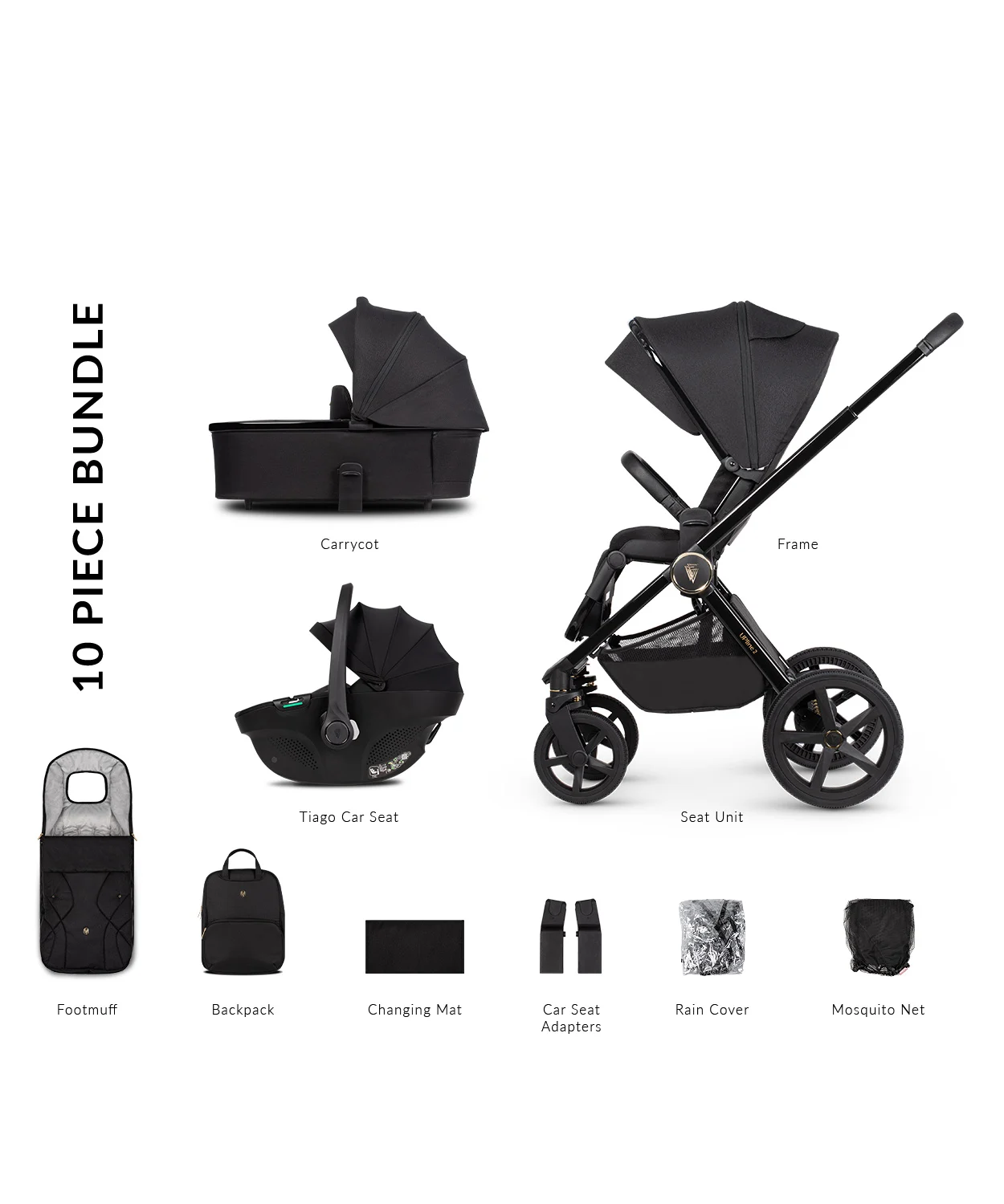 Venicci Upline 2 Travel System- All Black
