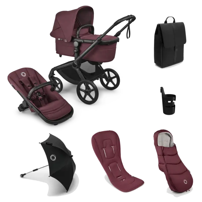 Bugaboo Fox 5 Renew Complete Pushchair bundle- Dark Cherry Red