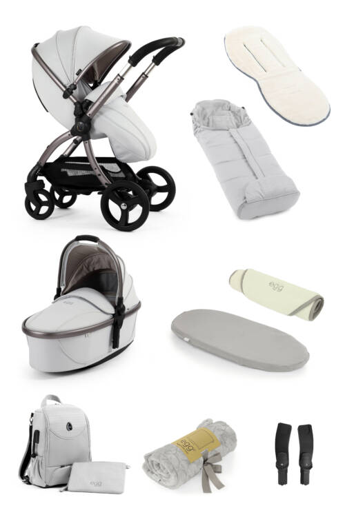 egg 3 Stroller 9 Piece Snuggle Accessory Bundle - Houndstooth Silver