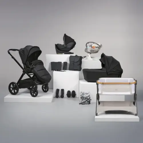 16pc Raffi MKII Travel & Home Bundle with spin car seat and Isofix base- Gloss Black