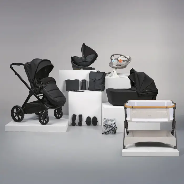 16pc Raffi MKII Travel & Home Bundle with spin car seat and Isofix base- Gloss Black