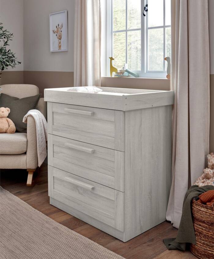 Mamas & Papas Atlas 2 Piece Cotbed Set with Dresser Changer - Nimbus White