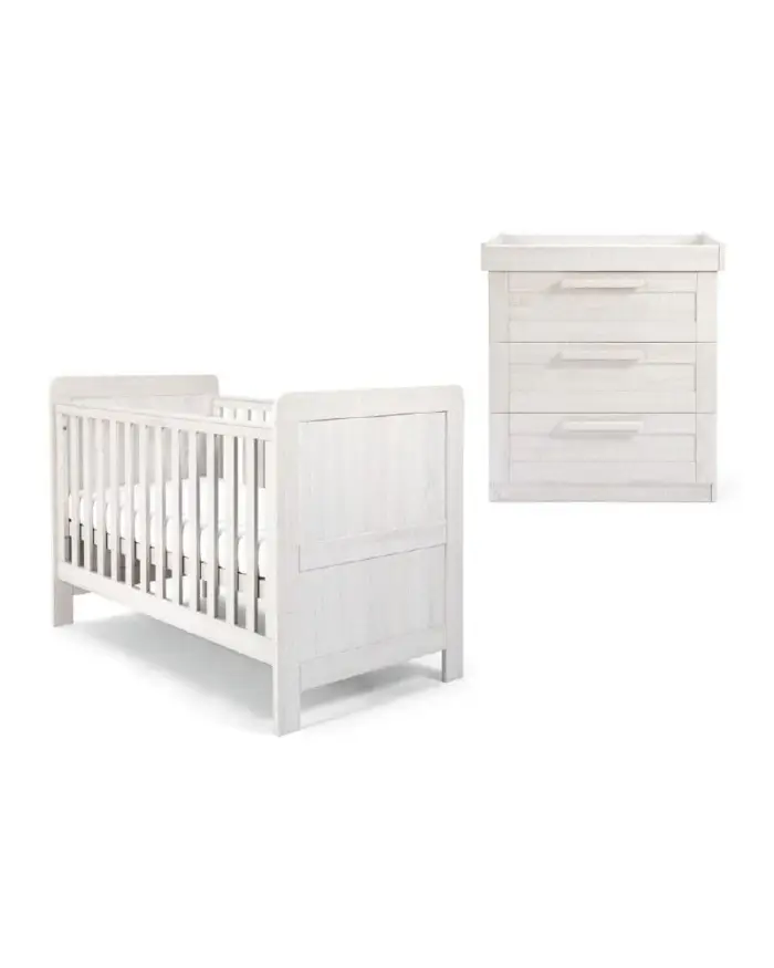 Mamas & Papas Atlas 2 Piece Cotbed Set with Dresser Changer - Nimbus White