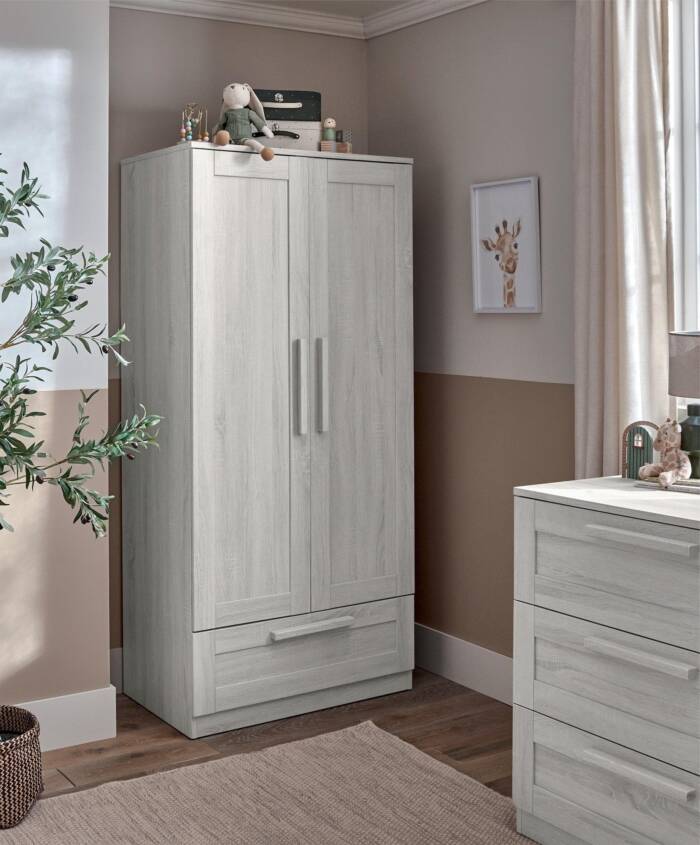 Mamas & Papas Atlas 3 Piece Cotbed Range with Dresser Changer & Wardrobe - Nimbus White